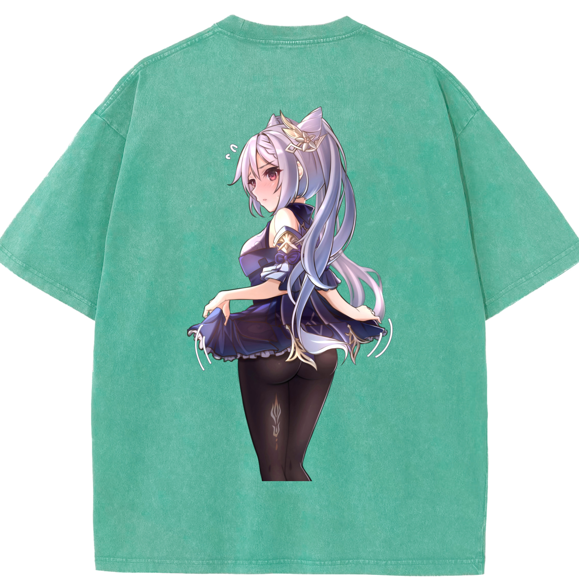 げんし神 刻晴 こくせい genshin Kokusei 綿100% ヴィンテージ風 半袖Tシャツ（背面プリント）